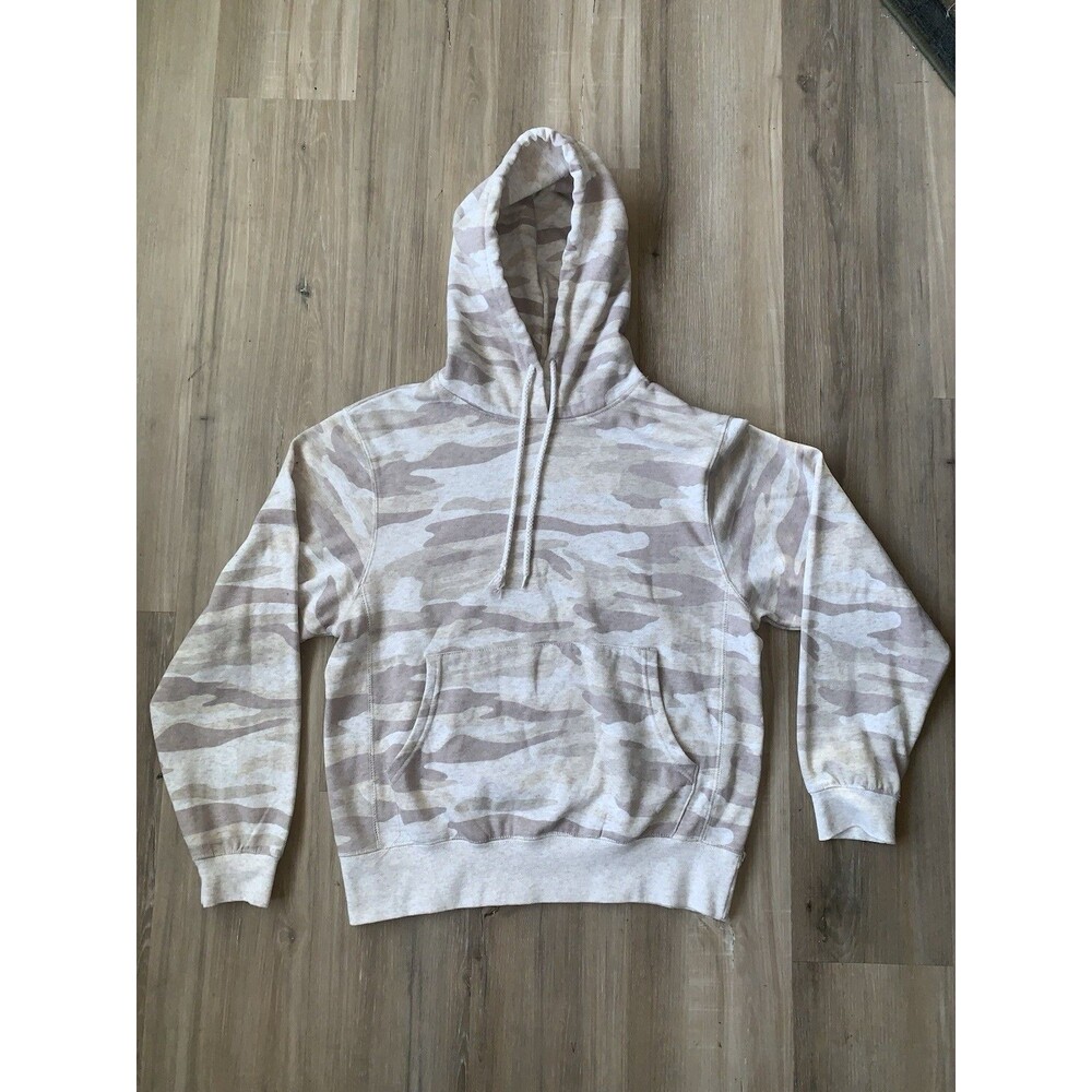 Women’s Gray Tan Camoflauge Hooded Sweatshirt Sz MED By 90 Degrees By Reflex EUC